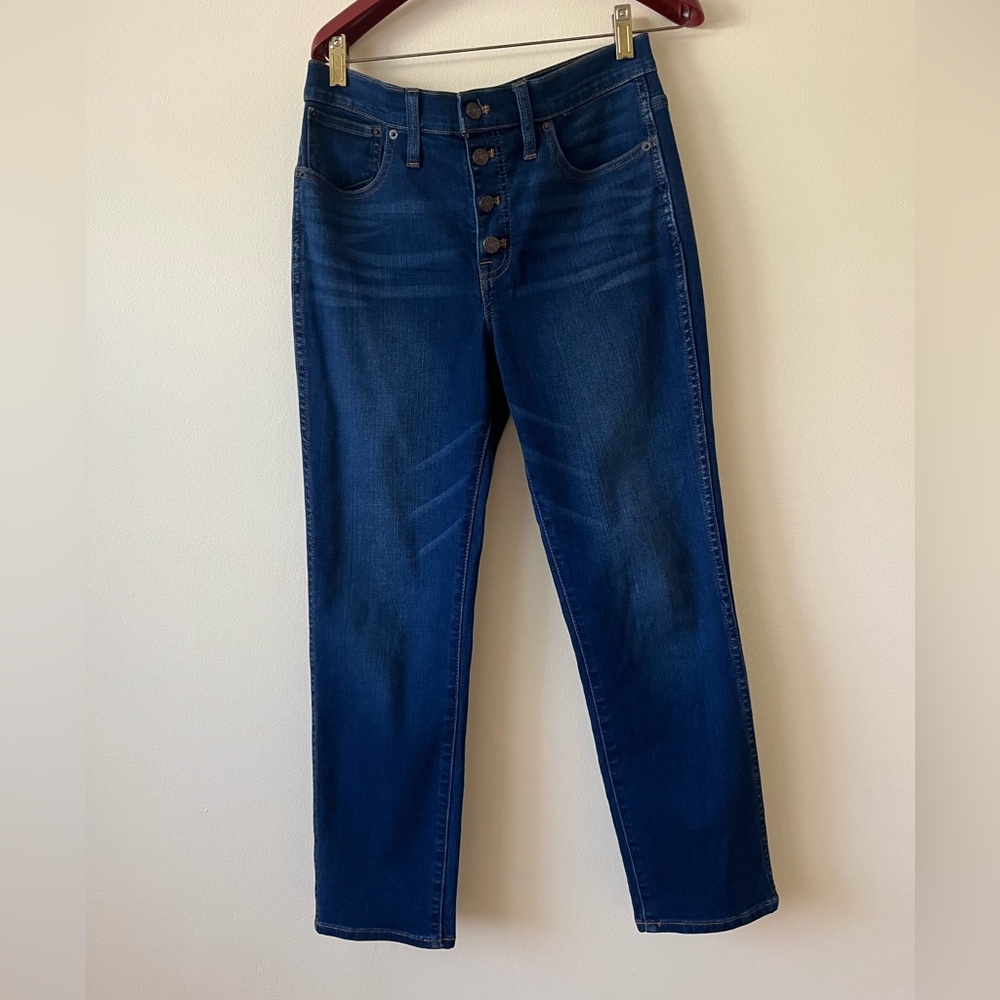 J Crew high rise vintage straight button fly blue jeans 29